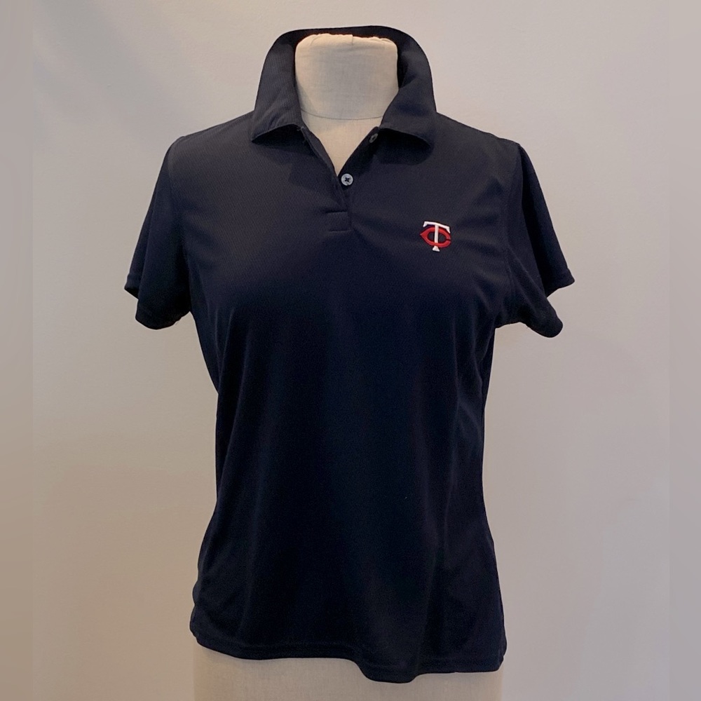 Antigua Womens Minnesota Twins Embroidered Logo Navy Polo Short Sleeve / Size M